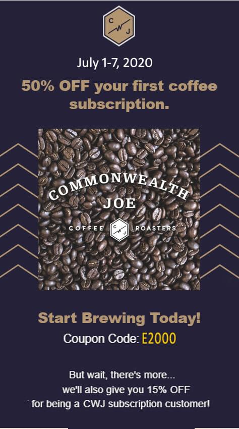 50% OFF your first coffee subscription